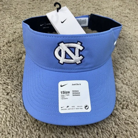 North Carolina Tar Heels UNC Visor Nike  Dri-Fit Adjustable Blue Swoosh Golf Cap - Picture 2 of 7